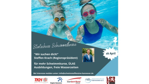 Startschuss gefallen:  Regionspräsident Krach startet Schwimmkurse der neuen Offensive