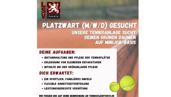 Tennis: Platzwart (m/w/d) gesucht! 