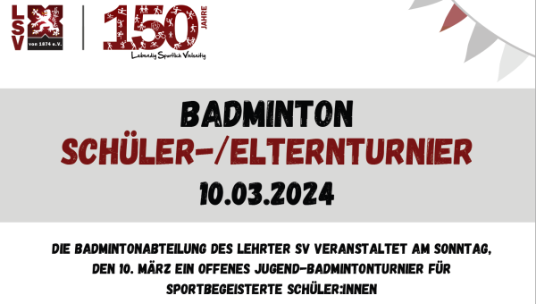 Badminton Schüler-/Elternturnier 2024