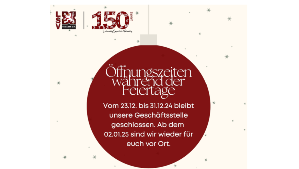 Öffnungszeiten während der Feiertage